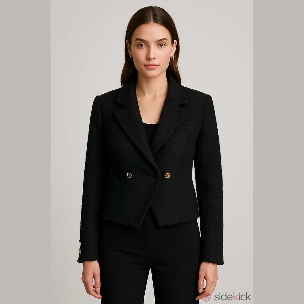House of Harlow Elegant Black Tweed Women's Jacket